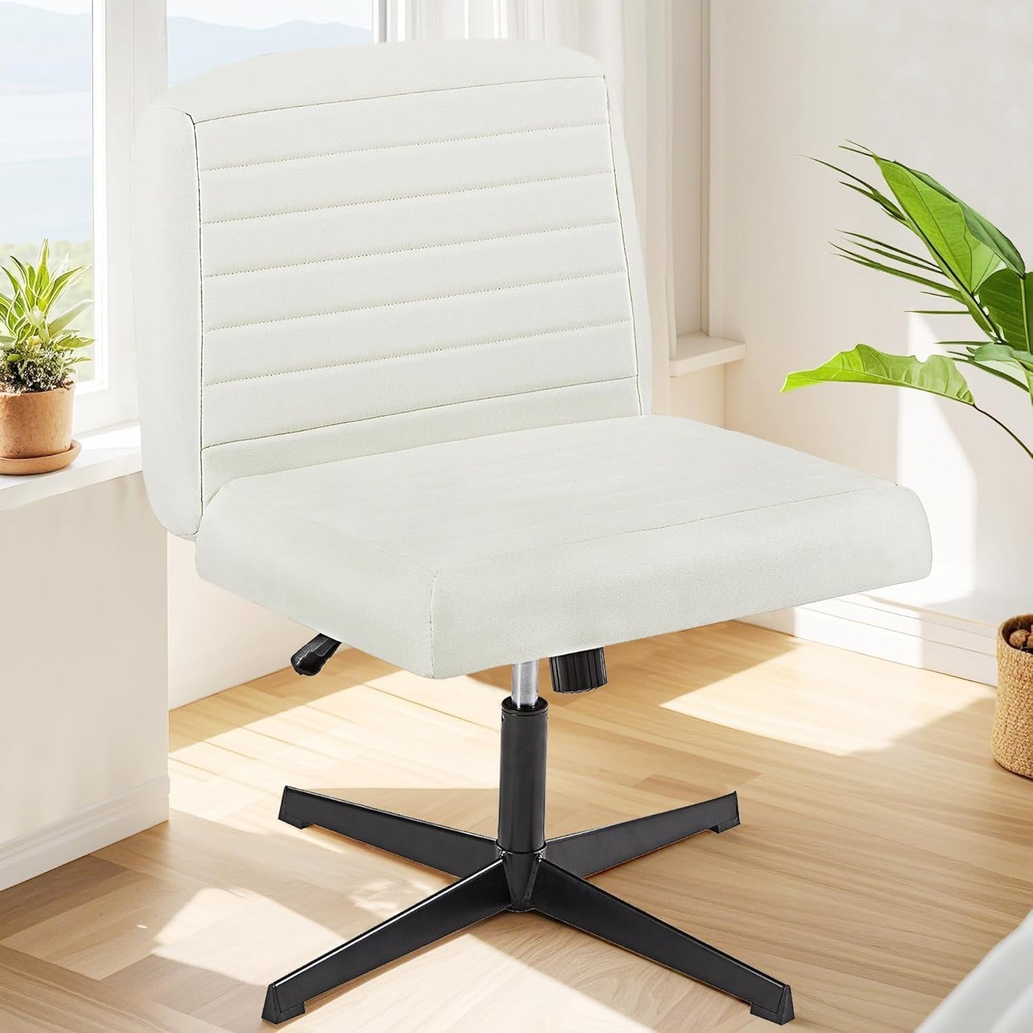 VECELO Swivel Armless Chair: Adjustable, Wide Seat