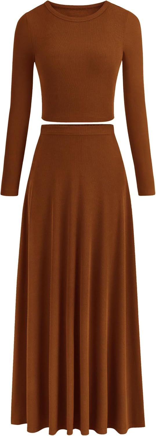 Stylish 2 Piece Outfits for Women: Ribbed Knit Maxi Skirts