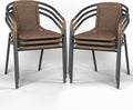 Amopatio Outdoor Dining Chairs Set of 6 - Stackable Rattan Patio