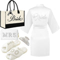 Bride To Be Gift Set - Makeup Bag, Slippers, Robe, Hair Clip