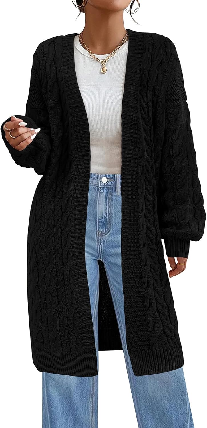 PRETTYGARDEN Long Sleeve Open Front Chunky Cardigan Sweaters
