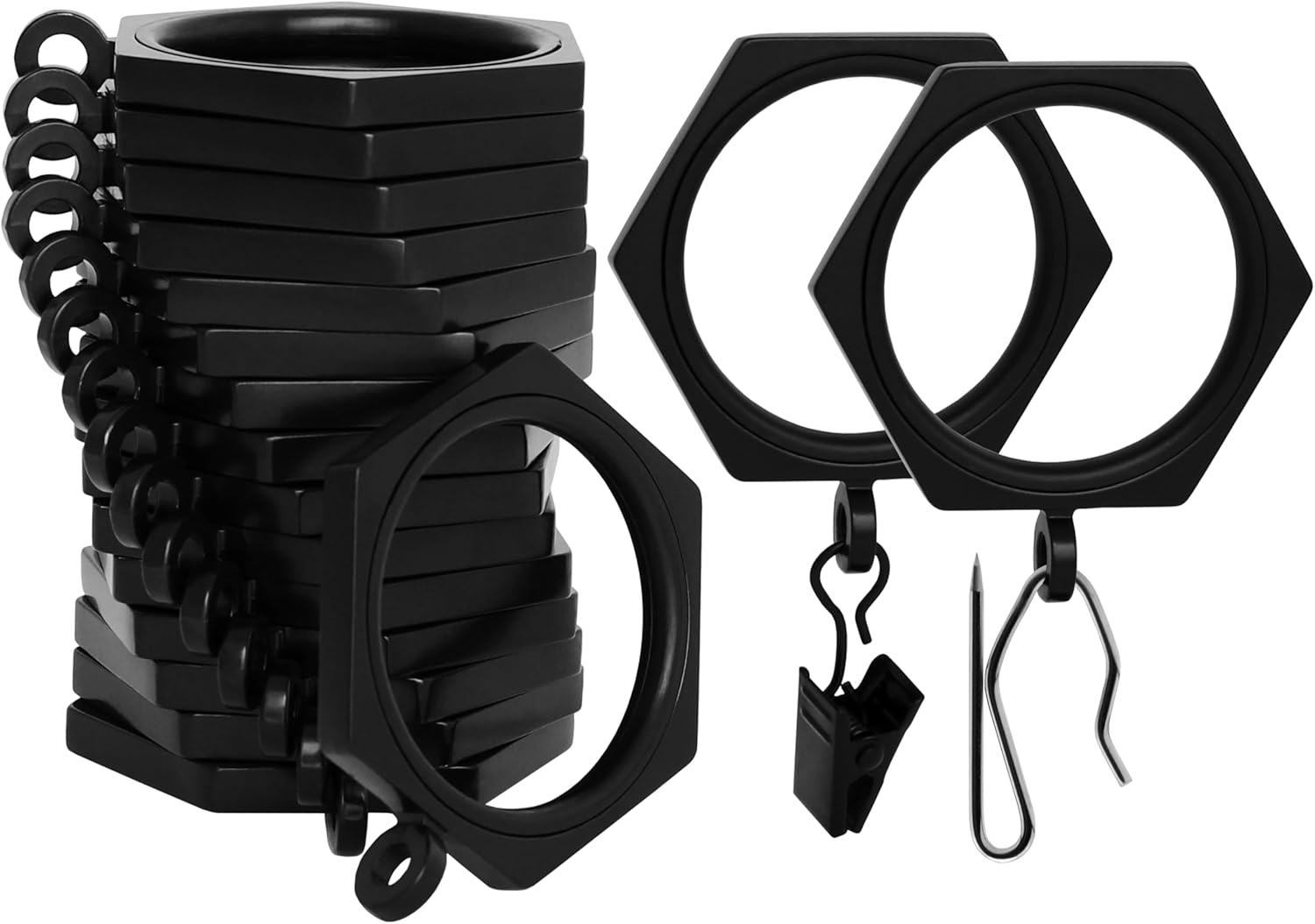 BlastHome Luxury Curtain Rings - Premium Metal with Smooth Inserts