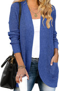 Long Sleeve Open Front Cardigan - Chunky Knit Draped Sweater