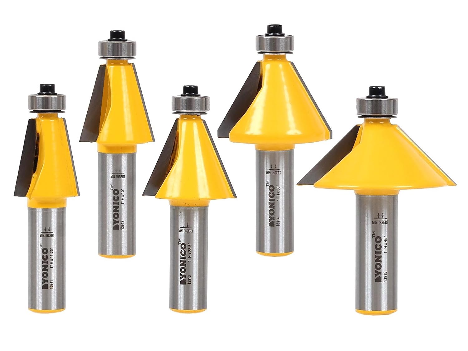 YONICO Chamfer Router Bits Set for Bevel Edge Forming Tasks