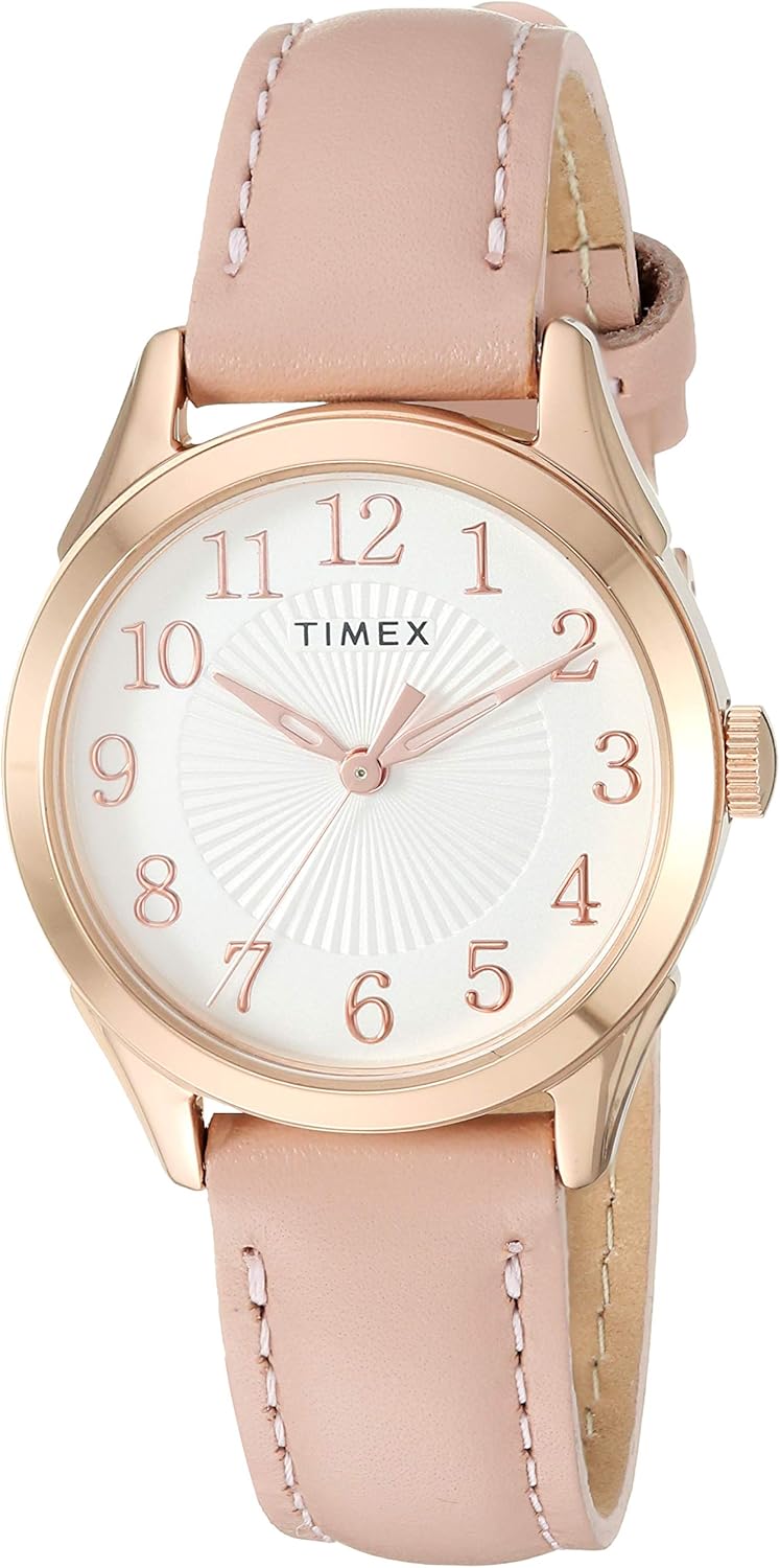 Timex Women's Rose Gold Leather Watch