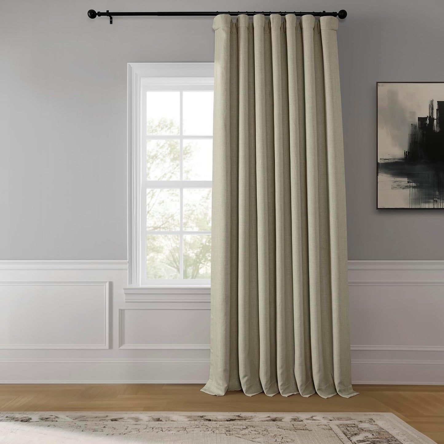 Faux Linen Curtains for Living Room - Room Darkening Drapes