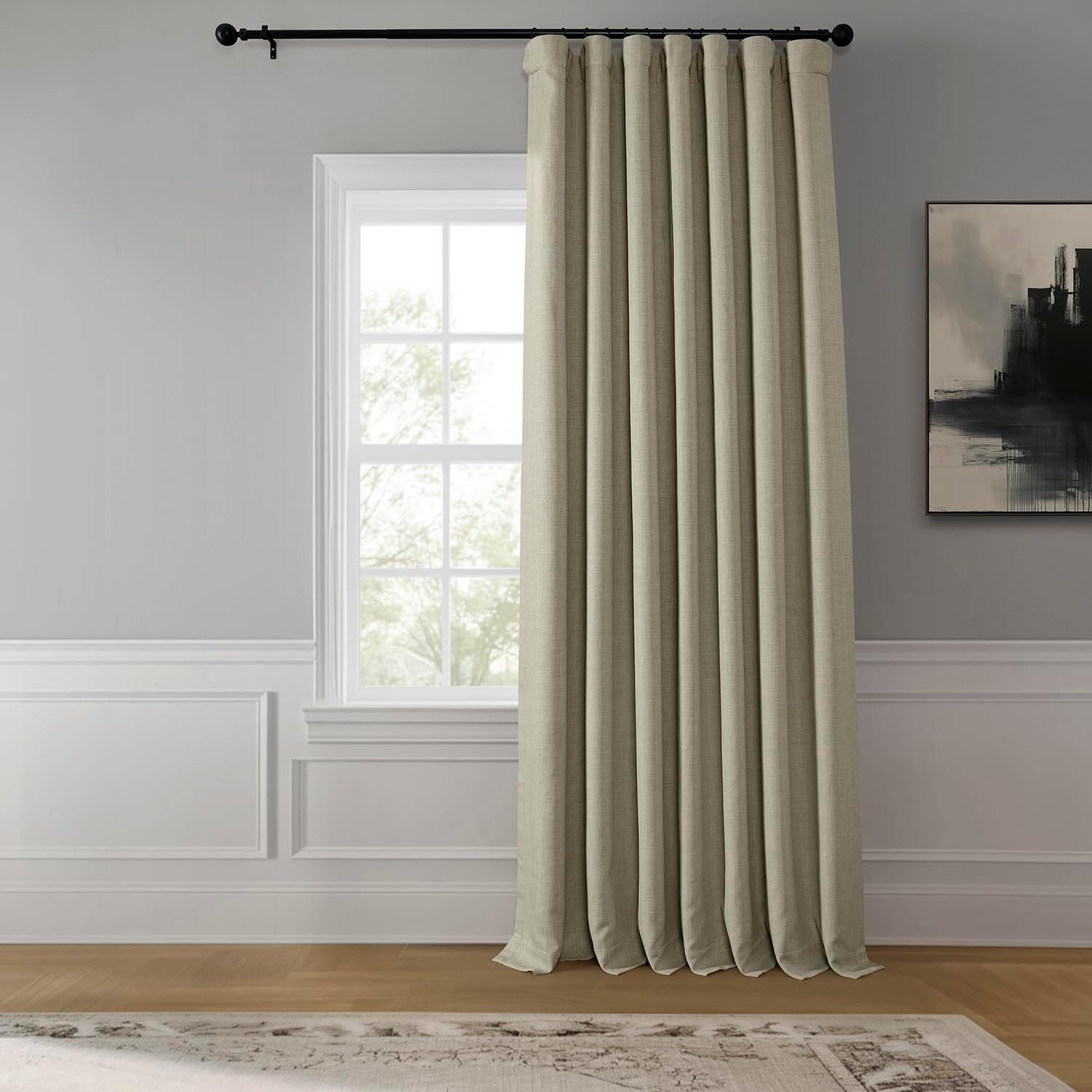 Faux Linen Curtains for Living Room - Room Darkening Drapes