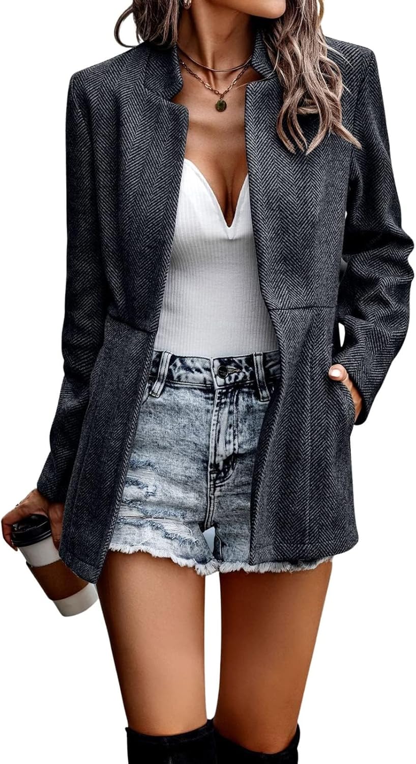 Chouyatou Women's Casual Business Open Front Blazer Jacket