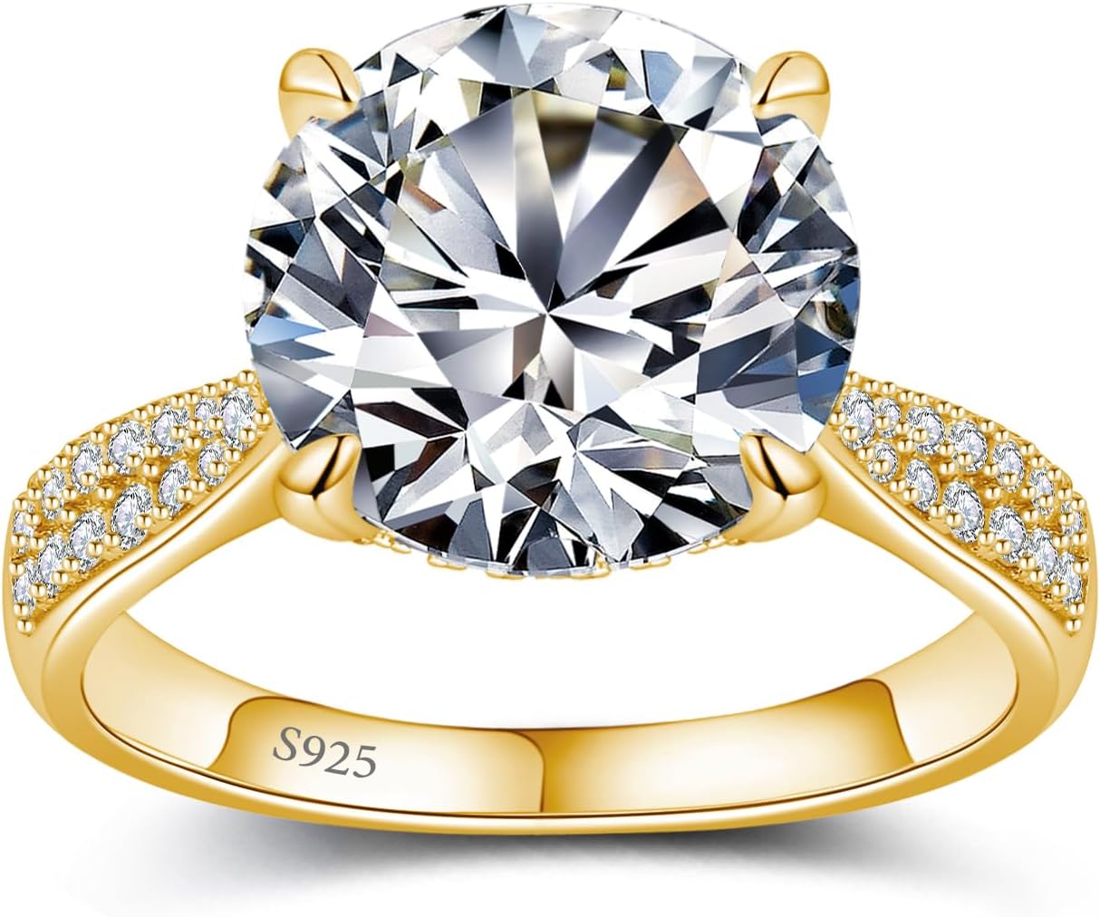Moissanite Engagement Rings for Women in 18K Gold Plated Style