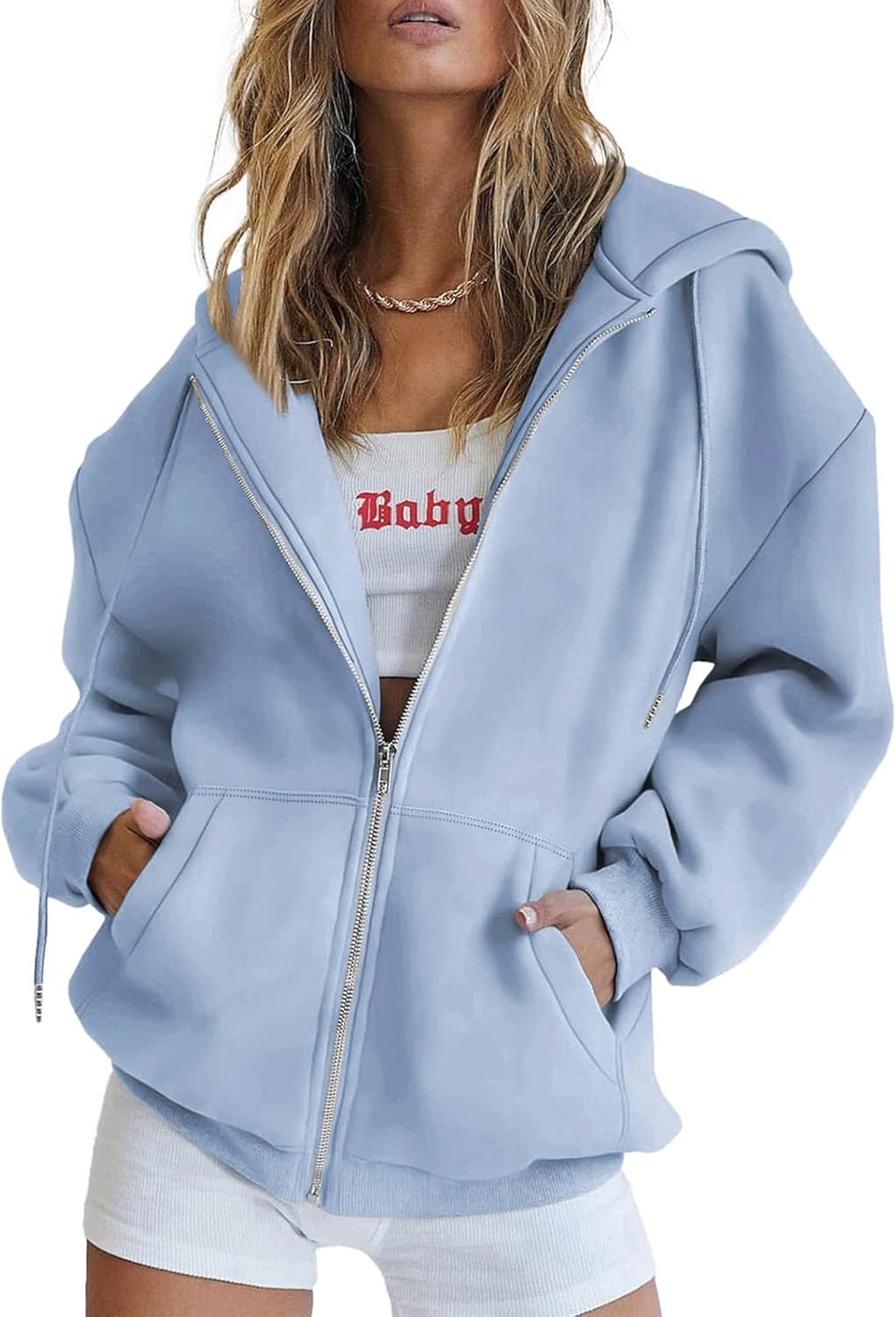 PRETTYGARDEN Women's Zip Up Y2K Hoodies for Casual Style