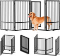 32in Full Metal Freestanding Dog Gate with Walk-Through Door
