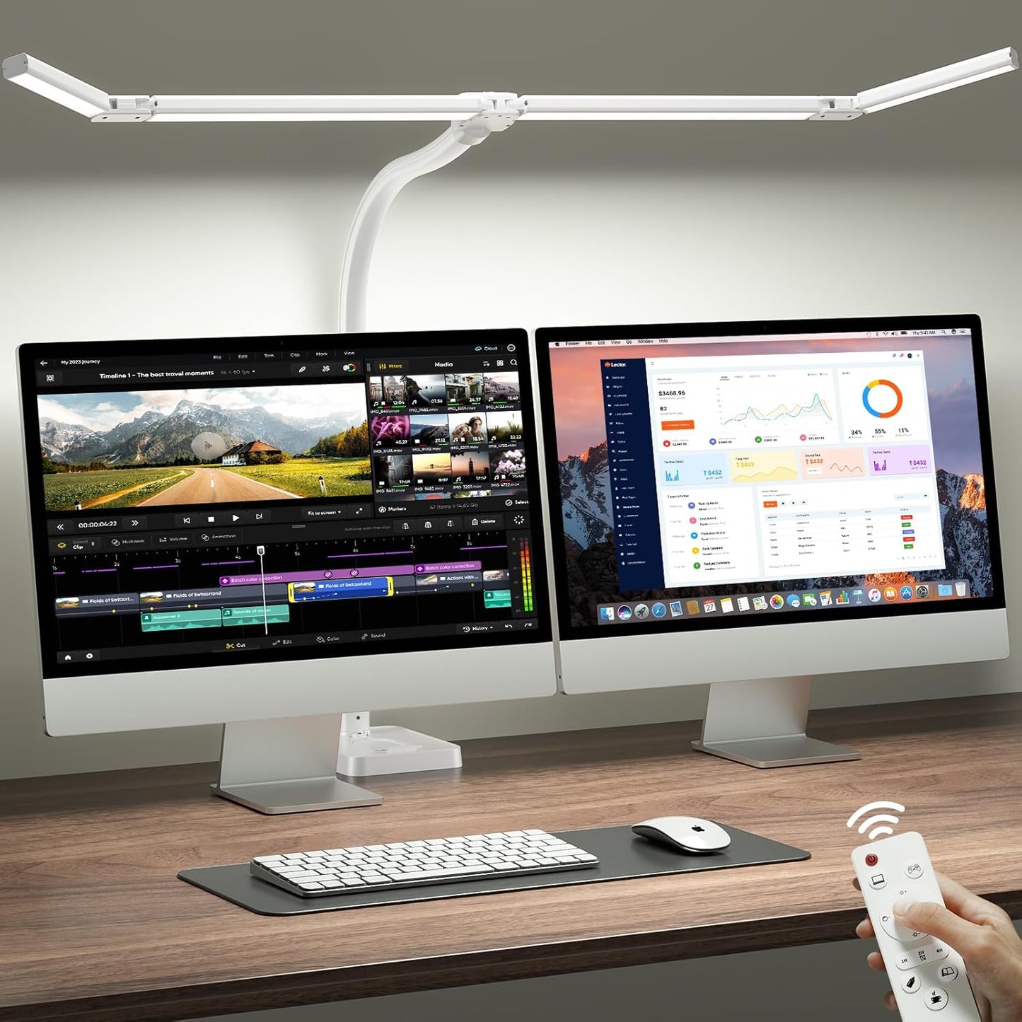 42in LED Desk Lamp for Home Office with Adjustable Light Bar