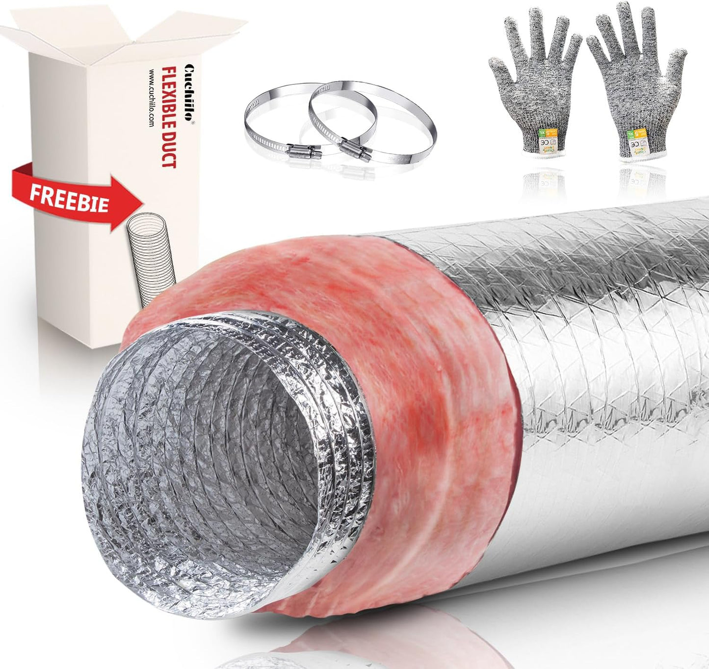8 Inch Insulated Flexible Duct for HVAC Systems, 25 Feet Long