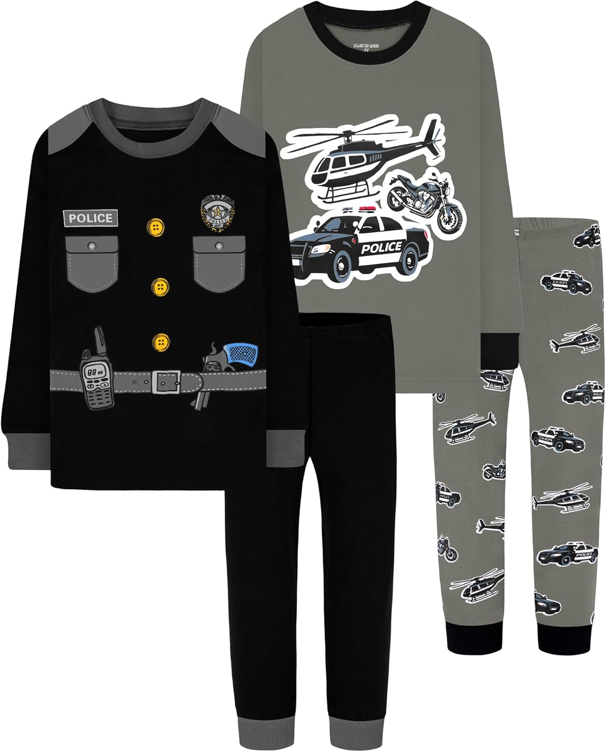 Boys 100% Cotton Long Sleeve Pajamas for Ages 18 Months to 12 Years