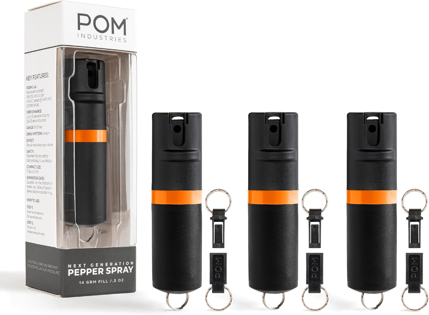 POM Pepper Spray Keychain with Quick Release for Instant Access