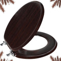 Round Molded Wood Toilet Seat Dark Brown - Zinc Hinges