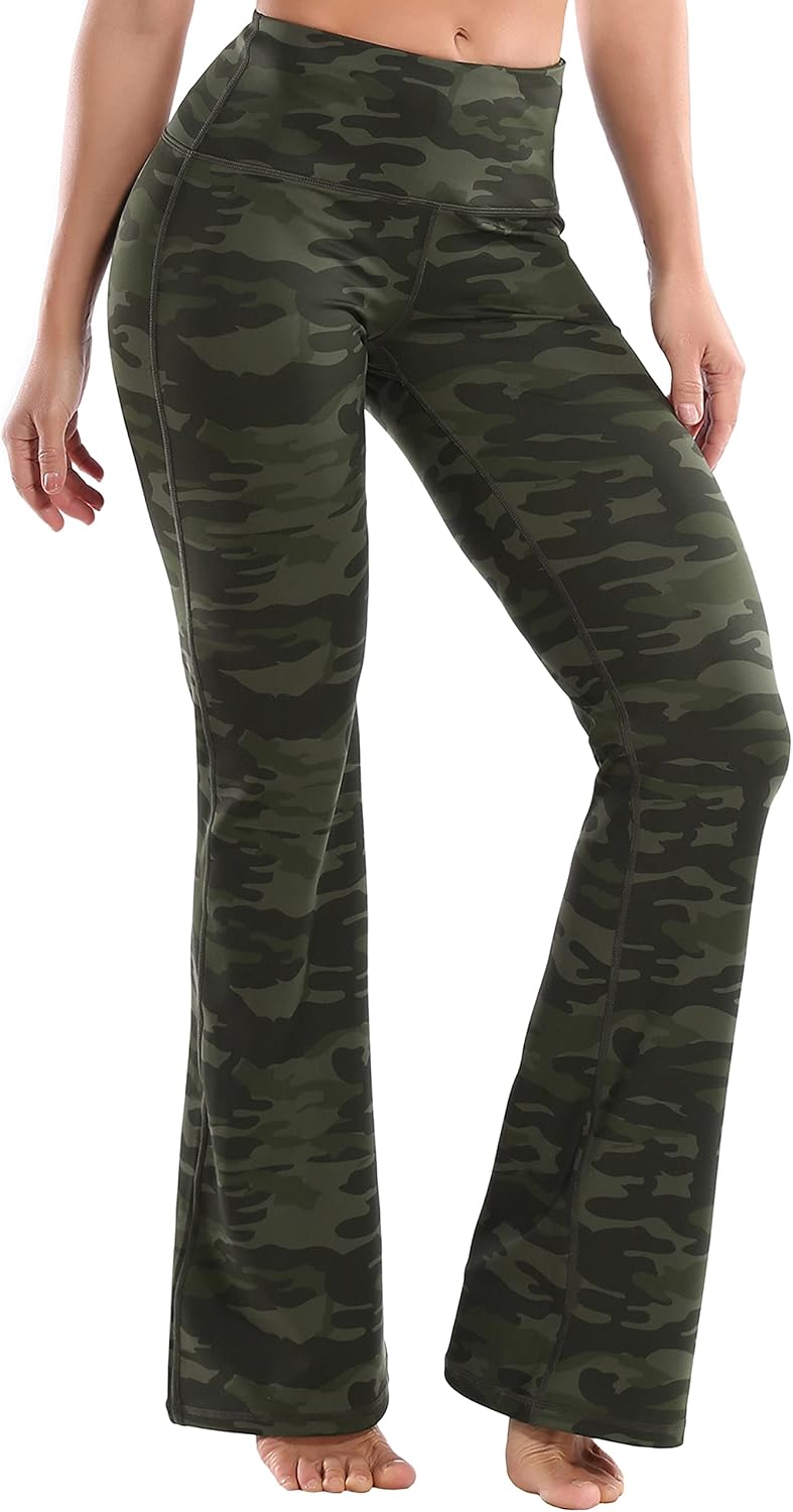 High Waist Bootcut Yoga Pants with Pockets for Women
