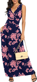 Women's Rayon Spandex Sleeveless Deep V Maxi Dress - Comfortable Fit