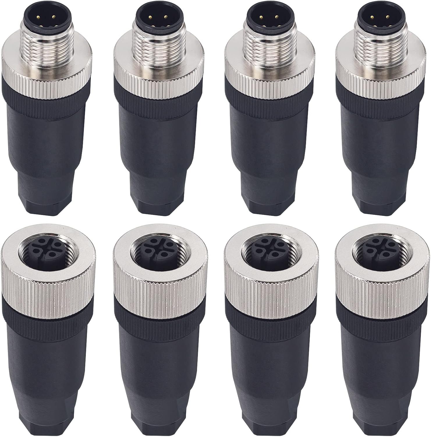 M12 4 Pin Male & Female Socket Panel Connector for Outdoor Use