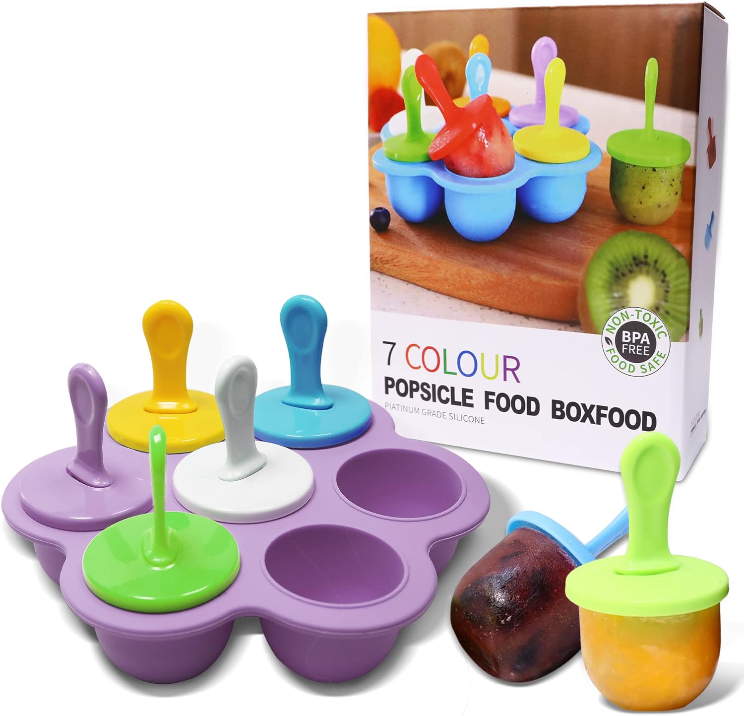 7-Cavity Silicone Popsicle Mold Set - Easy DIY Molds