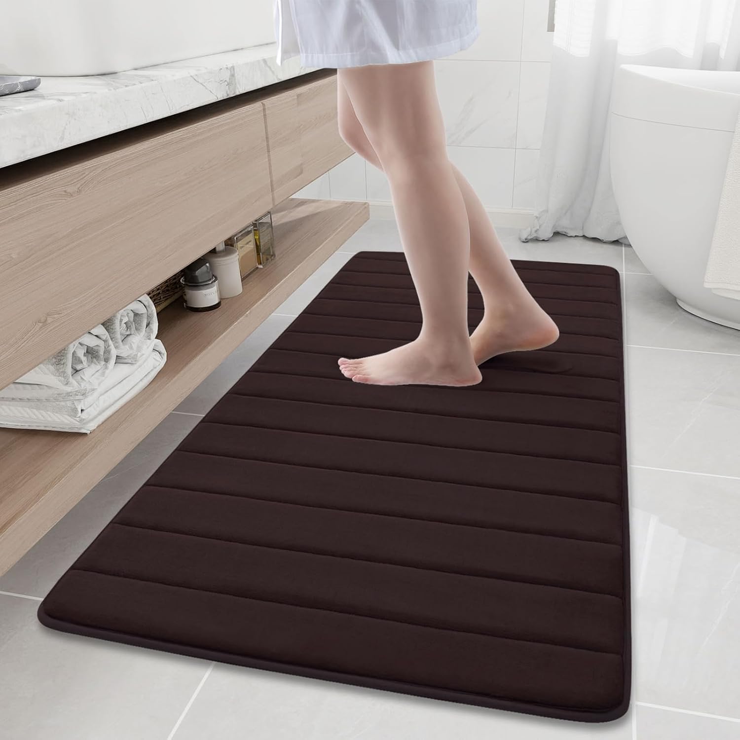 Buganda Memory Foam Bath Mat - Ultra Soft Non-Slip Rug 60in x 24in