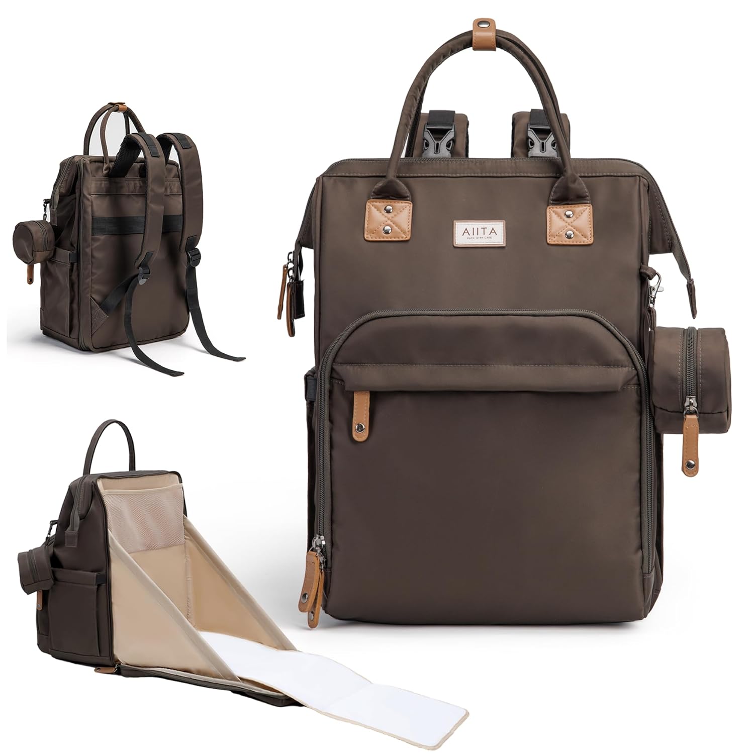 Diaper Bag Backpack with Changing Station for Stylish Parents