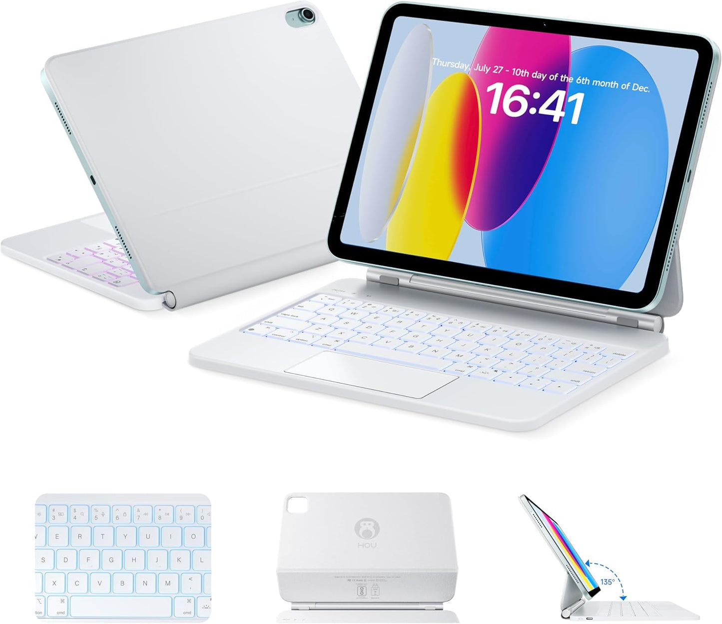 HOU Magnetic Keyboard Case for iPad 11 with Adjustable Tilt