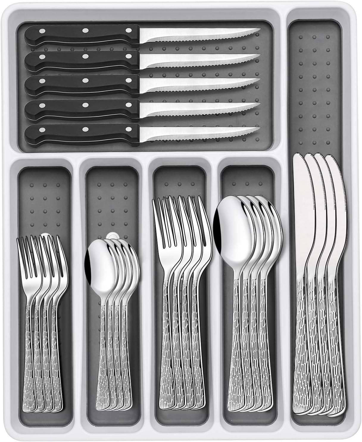 49-Piece Silverware Set with Organizer for Elegant Dining