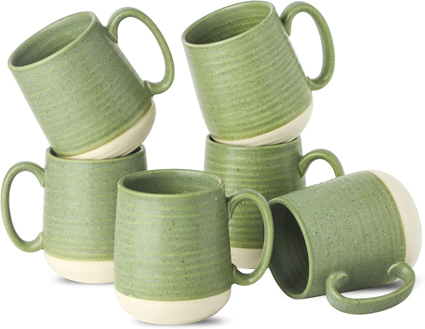 Stoneware Coffee Mugs Set of 6, 15 Oz Large Cups for All