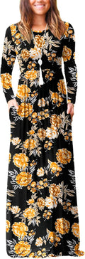 Women's Long Sleeve Loose Maxi Dress with Pockets - Comfortable US