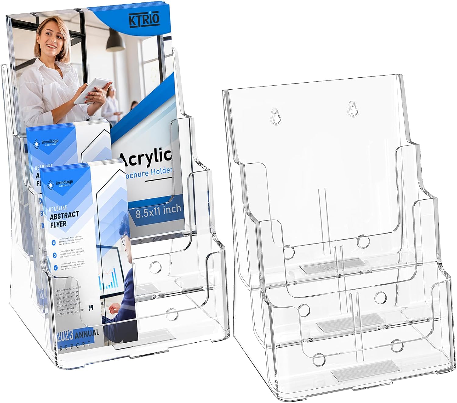 KTRIO Acrylic Brochure Holder 3 Tier Display Stand for Flyers