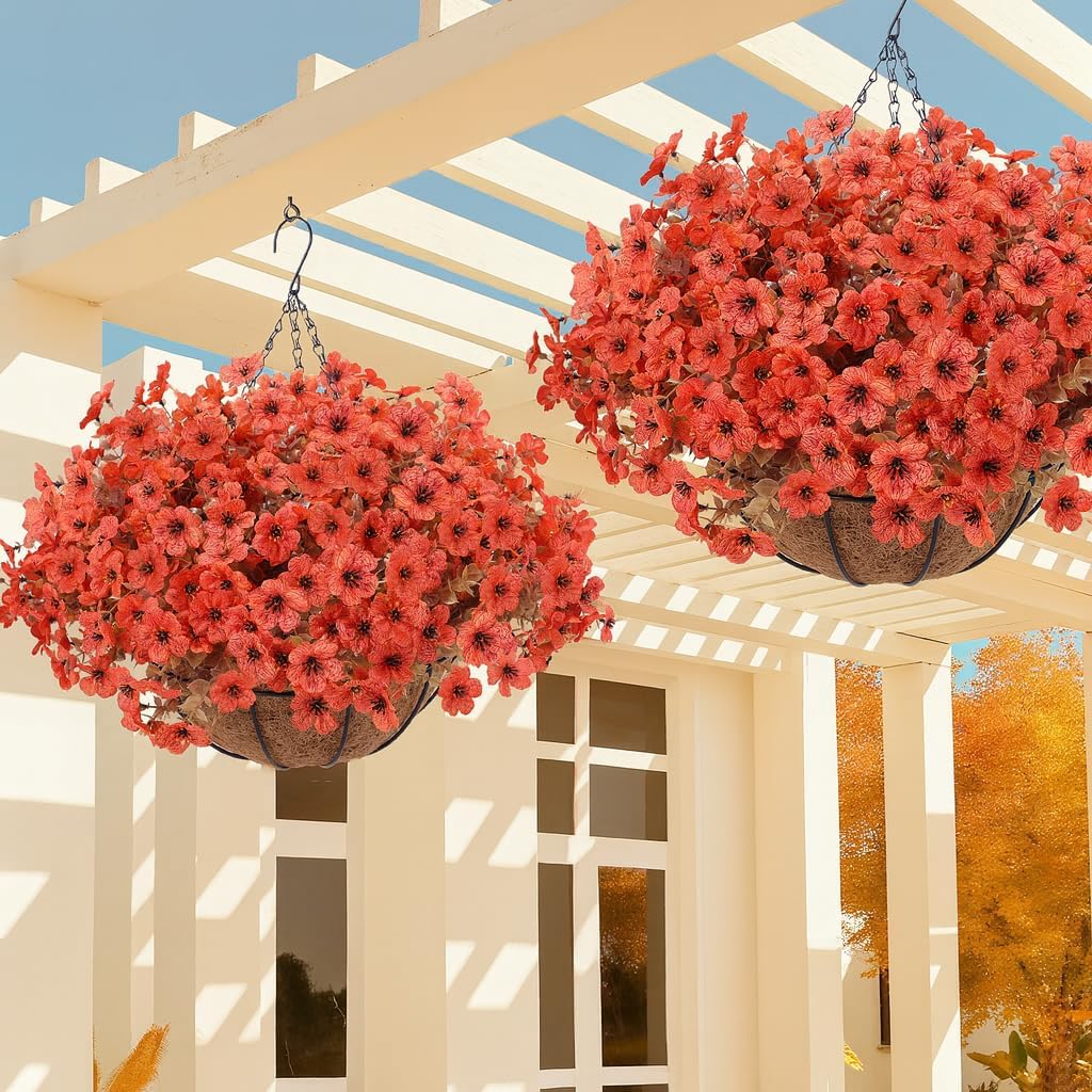 Charming Artificial Hanging Baskets for Outdoor Decoration