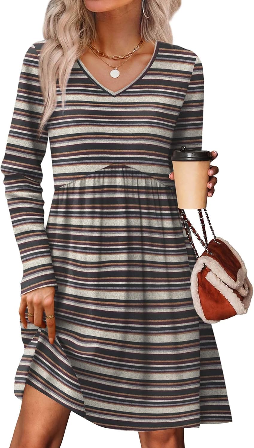 OFEEFAN Long Sleeve Sweater Dress for Casual Fall Fashion