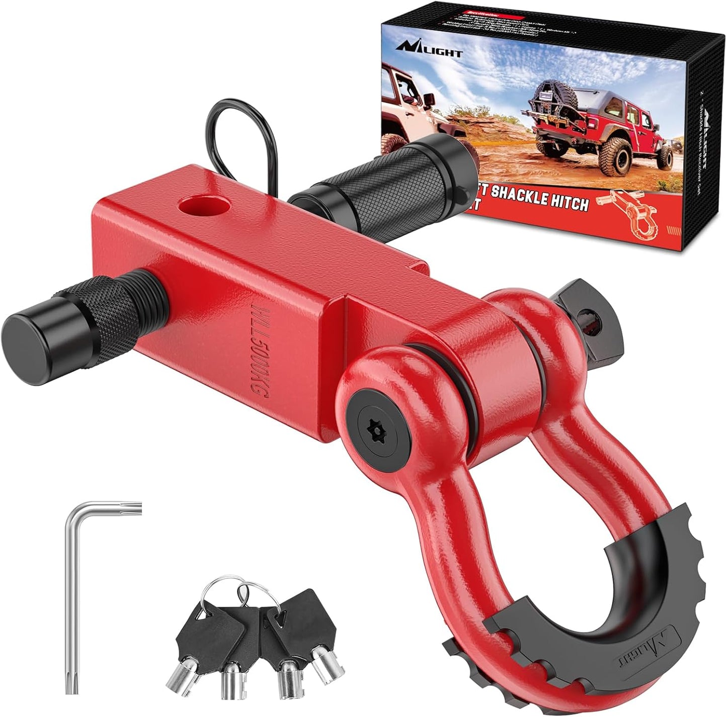Nilight Anti-Theft Shackle Hitch Receiver for Heavy Duty Towing