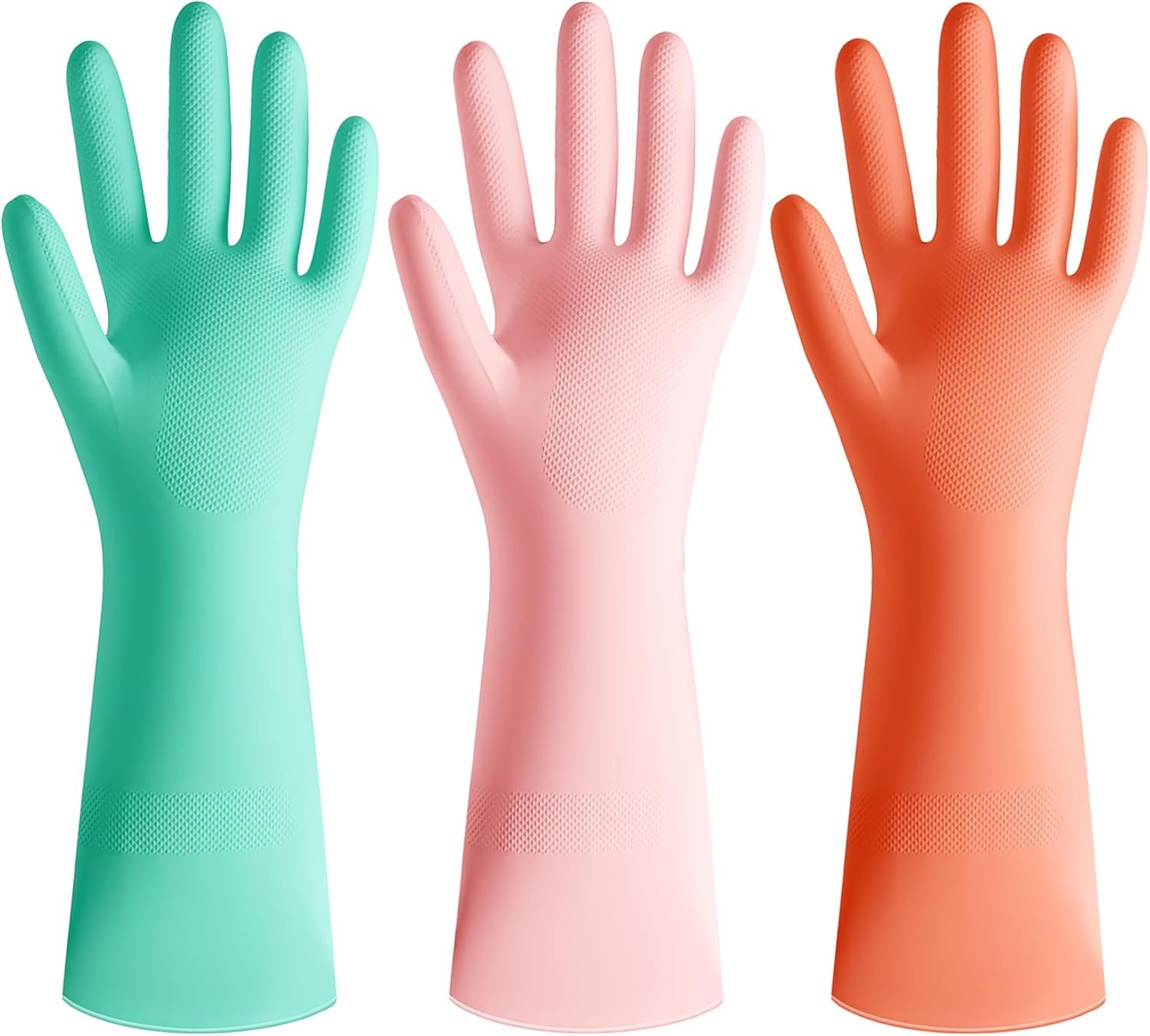 Colorful Reusable Dishwashing Gloves Set - 3 Pairs!
