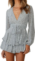 Stylish AIMCOO Women's Floral Romper with Deep V-Neck Design