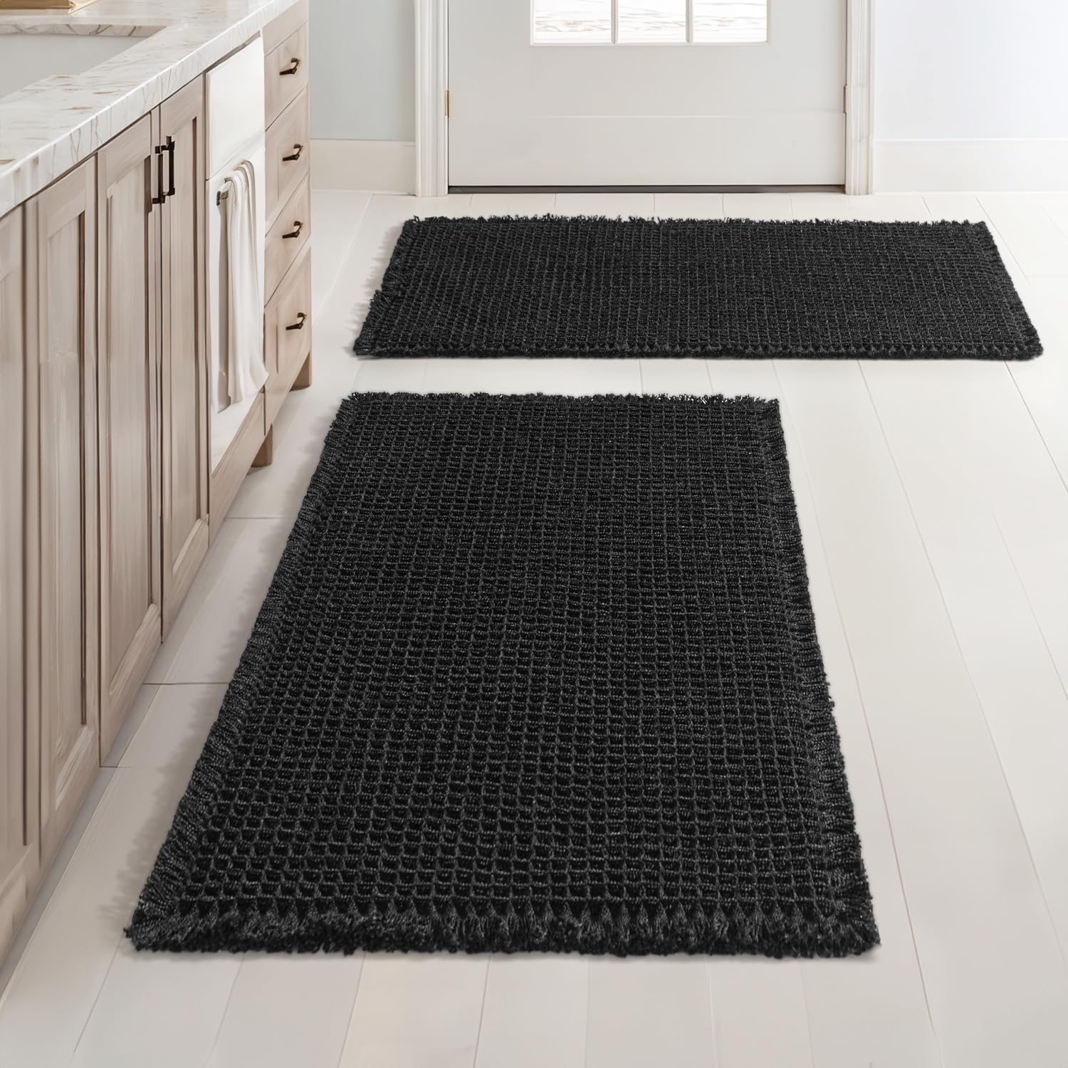 MIULEE Set of 2 Waffle Bathroom Rugs for Comfort and Safety