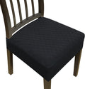 Dining Chair Covers Set of 6 Black Stretch Jacquard Seat Covers