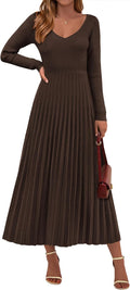 PRETTYGARDEN Sweater Dress - Ribbed Knit A-Line Maxi, Elegant Fall