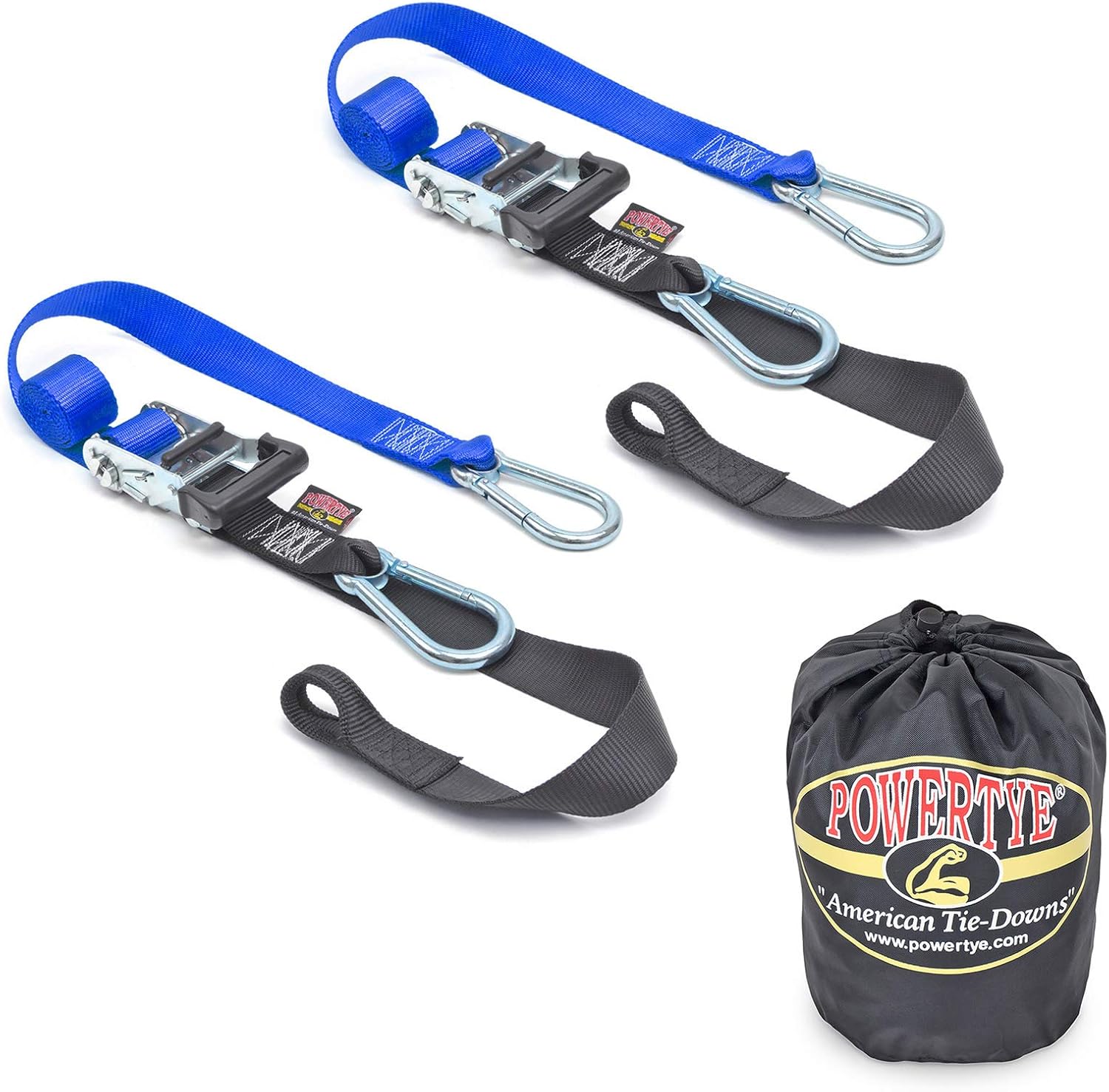 PowerTye Heavy Duty Ratchet Tie-Down Straps with Soft-Tye