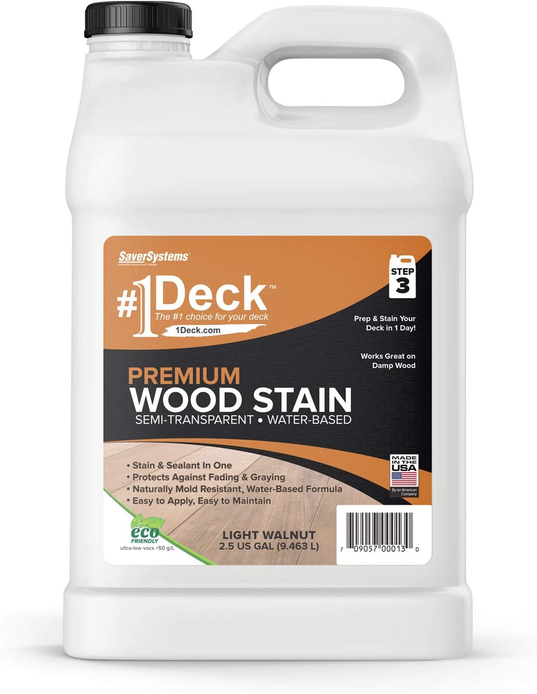 Premium Semi-Transparent Outdoor Wood Stain and Sealer 2.5 Gallon