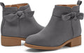 Coutgo Girls Toddler Bow Knot Ankle Boots - Comfortable (Style 79SV)