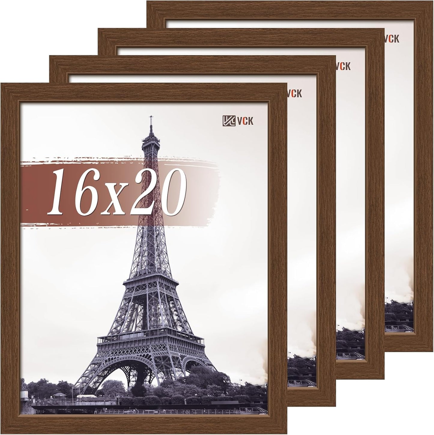VCK 16x20 Picture Frame Set of 4 - Elegant Brown Wood Frames