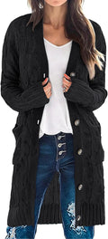MEROKEETY Women's Long Sleeve Cable Knit Cardigan - Cozy (Style Q7LV)