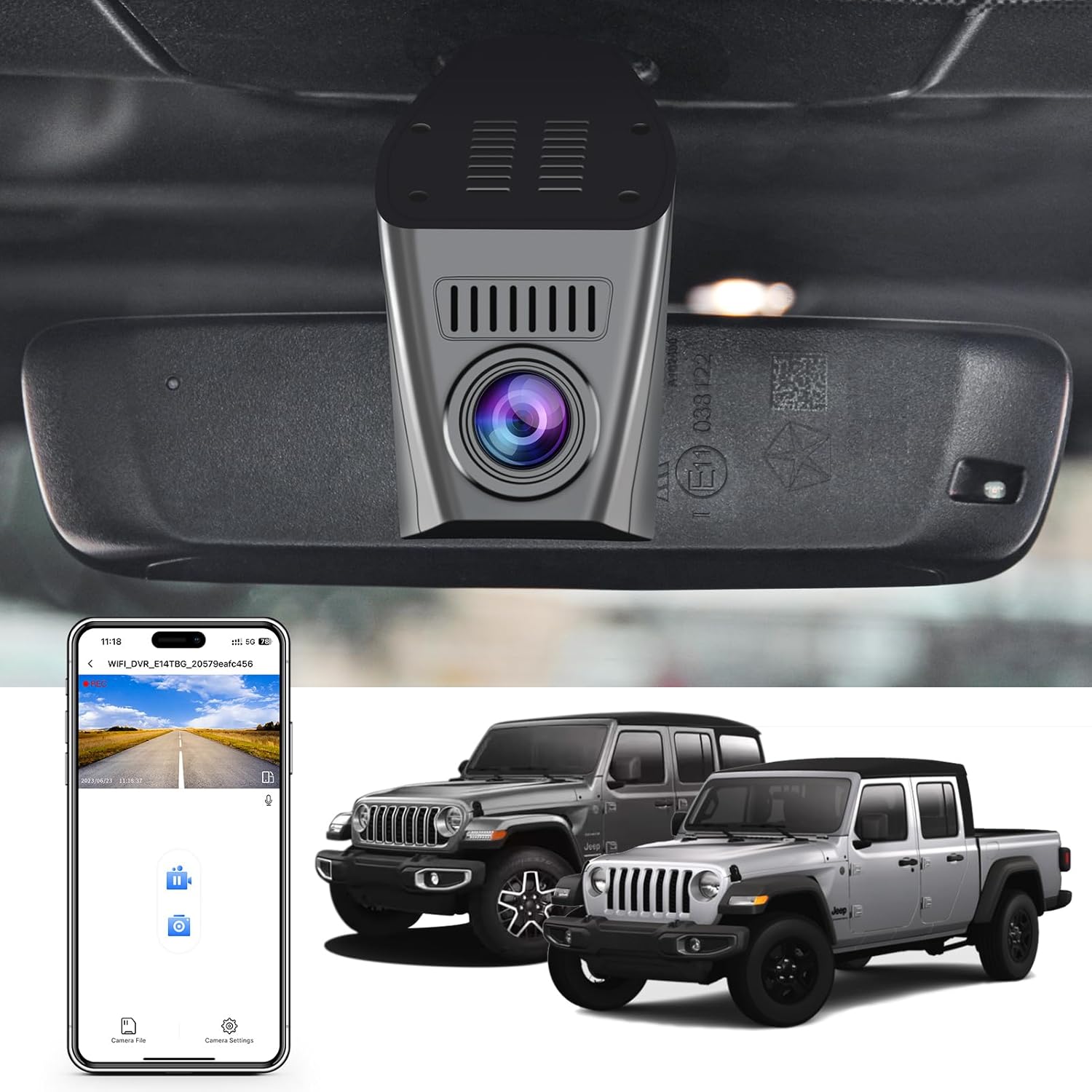 4K Dash Cam for Jeep Gladiator JT & Wrangler JL - UHD 2160P