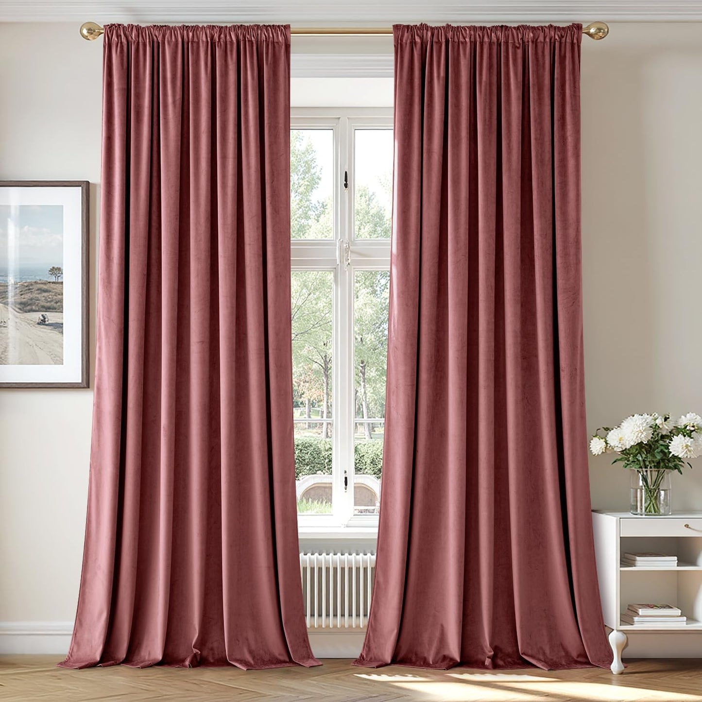 MIULEE Dusty Rose Pink Velvet Curtains - Luxurious Blackout Drapes