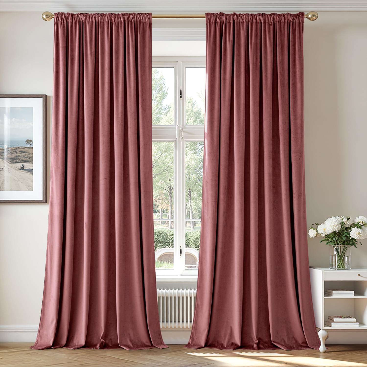MIULEE Dusty Rose Pink Velvet Curtains - Luxurious Blackout Drapes
