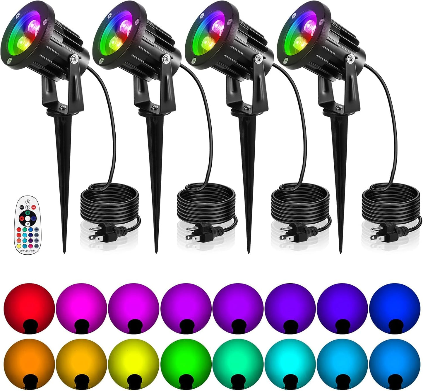 OurLeeme Lawn Flood Light Stake - RGB Spot Lights for Outdoors