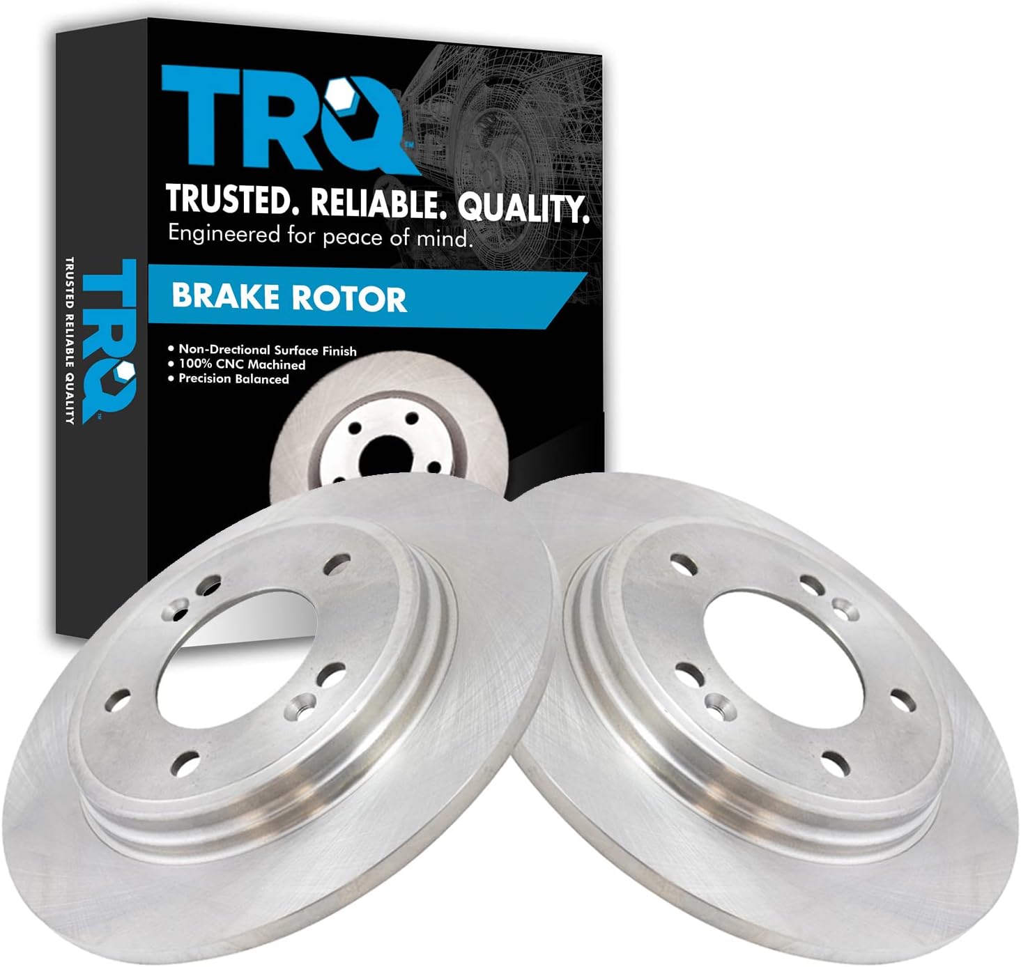 TRQ Rear Brake Rotors Set for Hyundai Elantra and Kia Forte