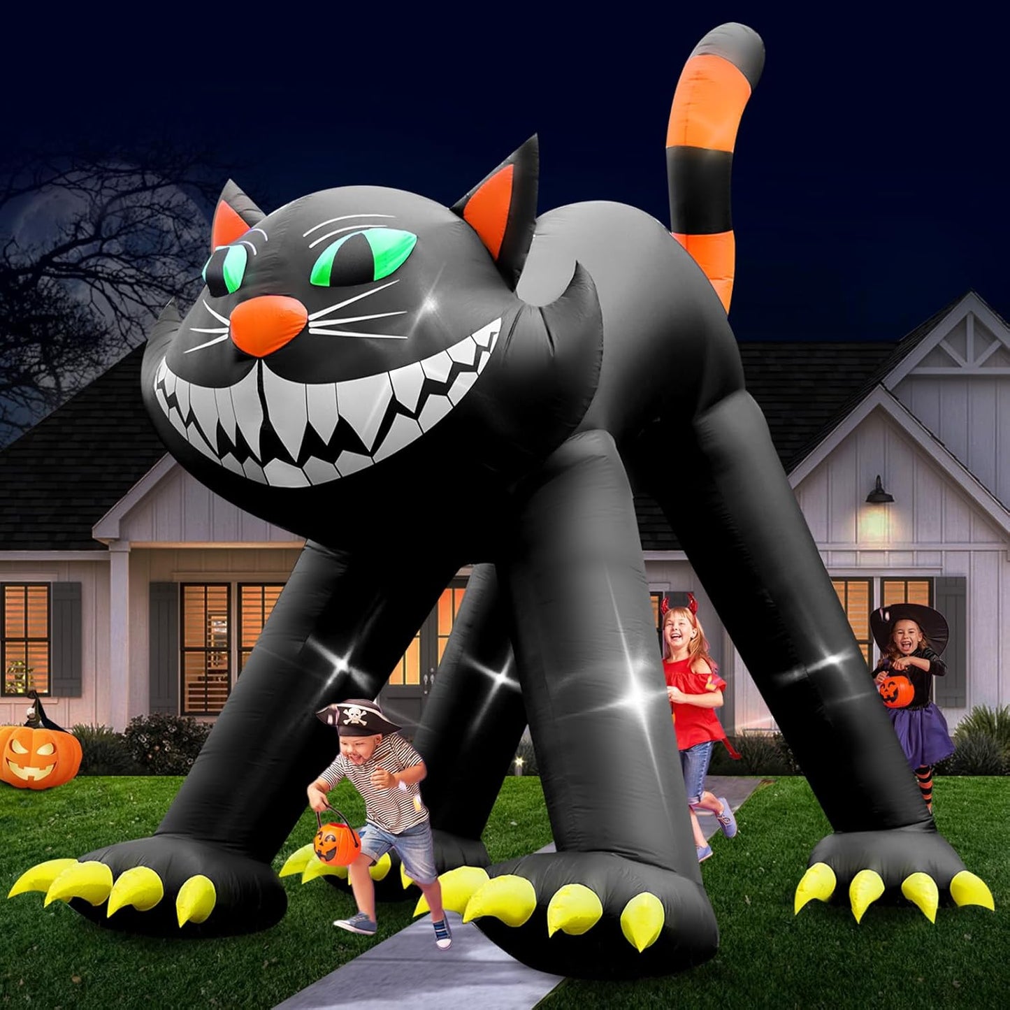 14FT Giant Halloween Inflatable Black Cat for Spooky Decor